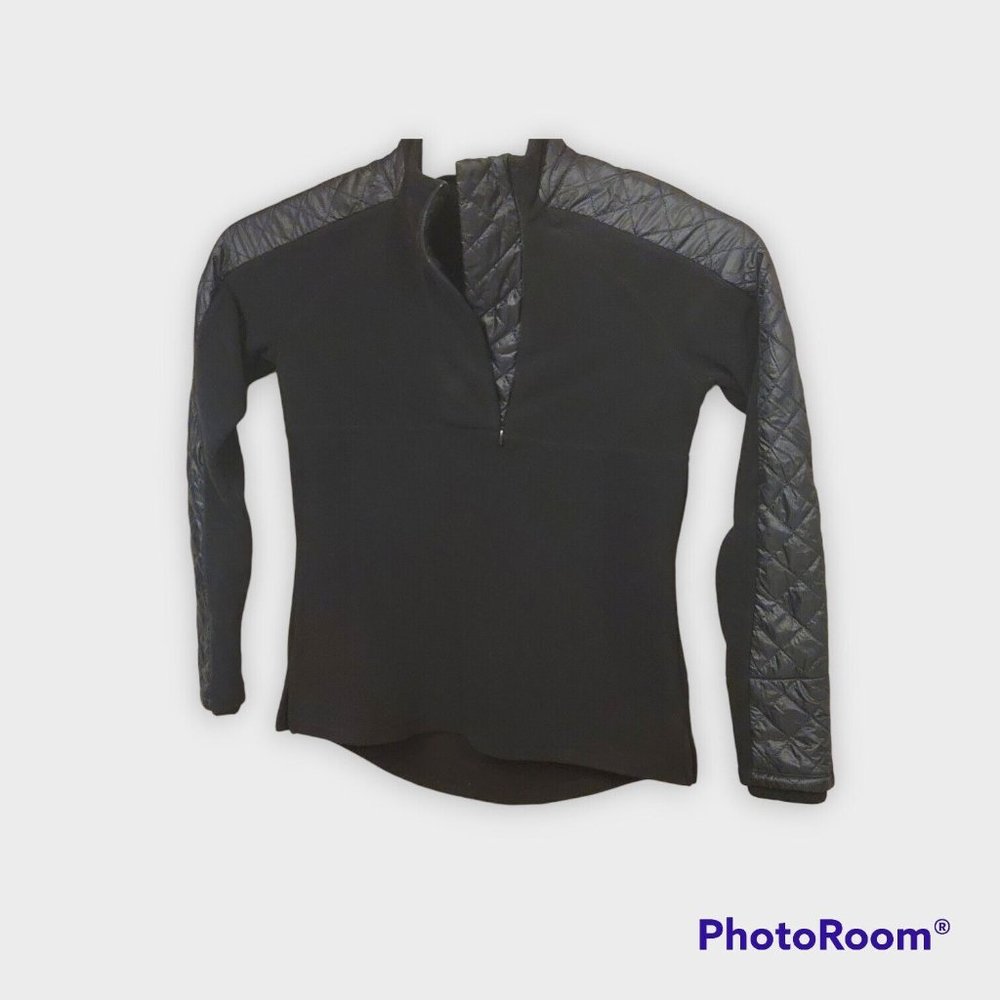 Athleta Quilted Fleece Women's Black 1/4 Zip Pullover Jacket